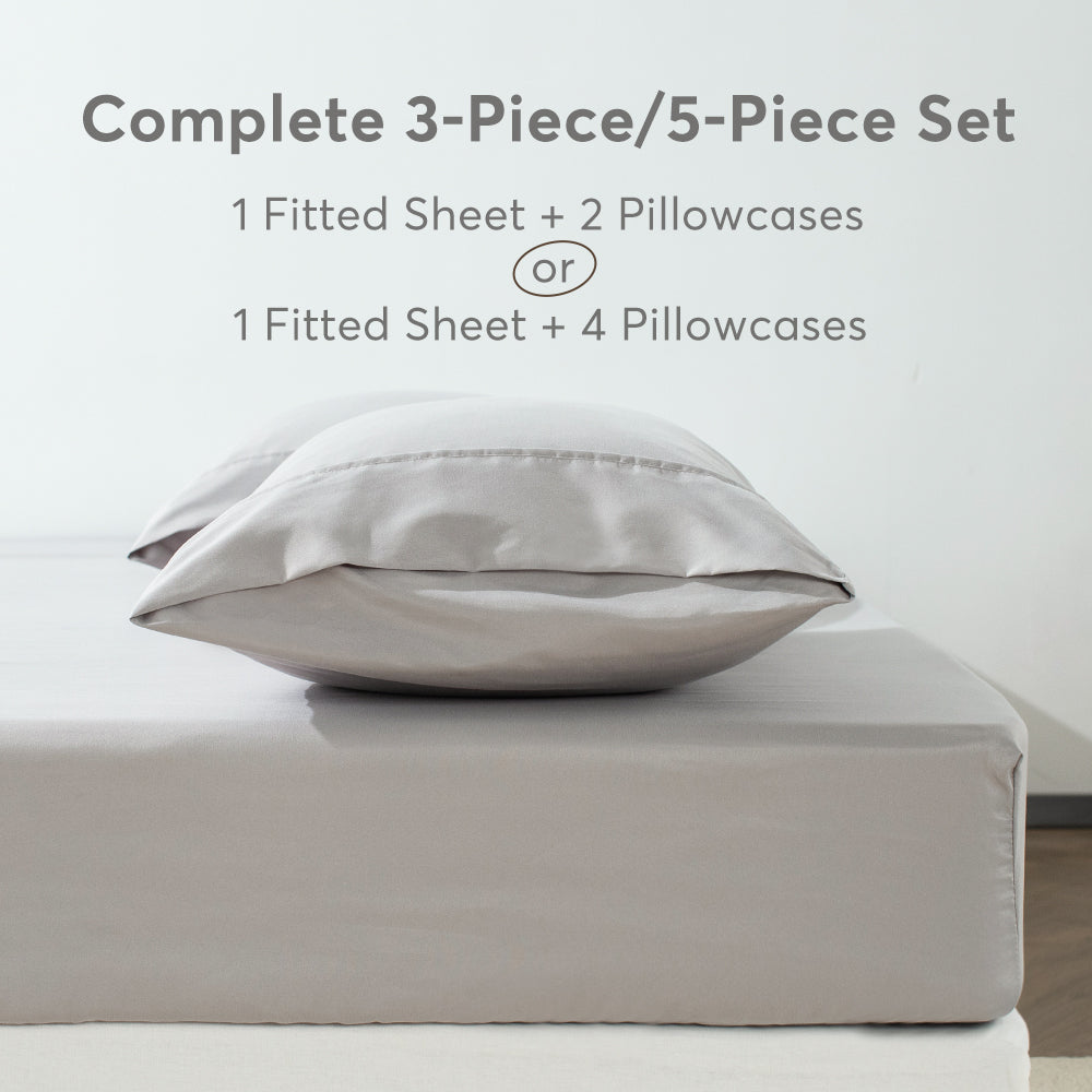 All Season Deep Pocket Fitted Sheet Set with Pillowcases Kasentex