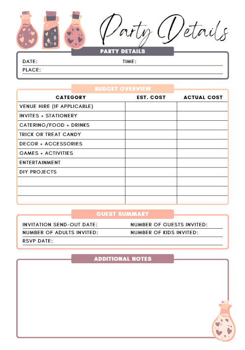 Halloween Party Planner 45-Page Canva Template for Events CYDesignStudio