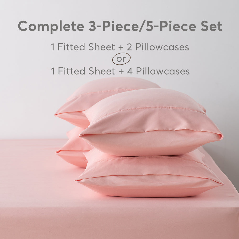 All Season Deep Pocket Fitted Sheet Set with Pillowcases Kasentex