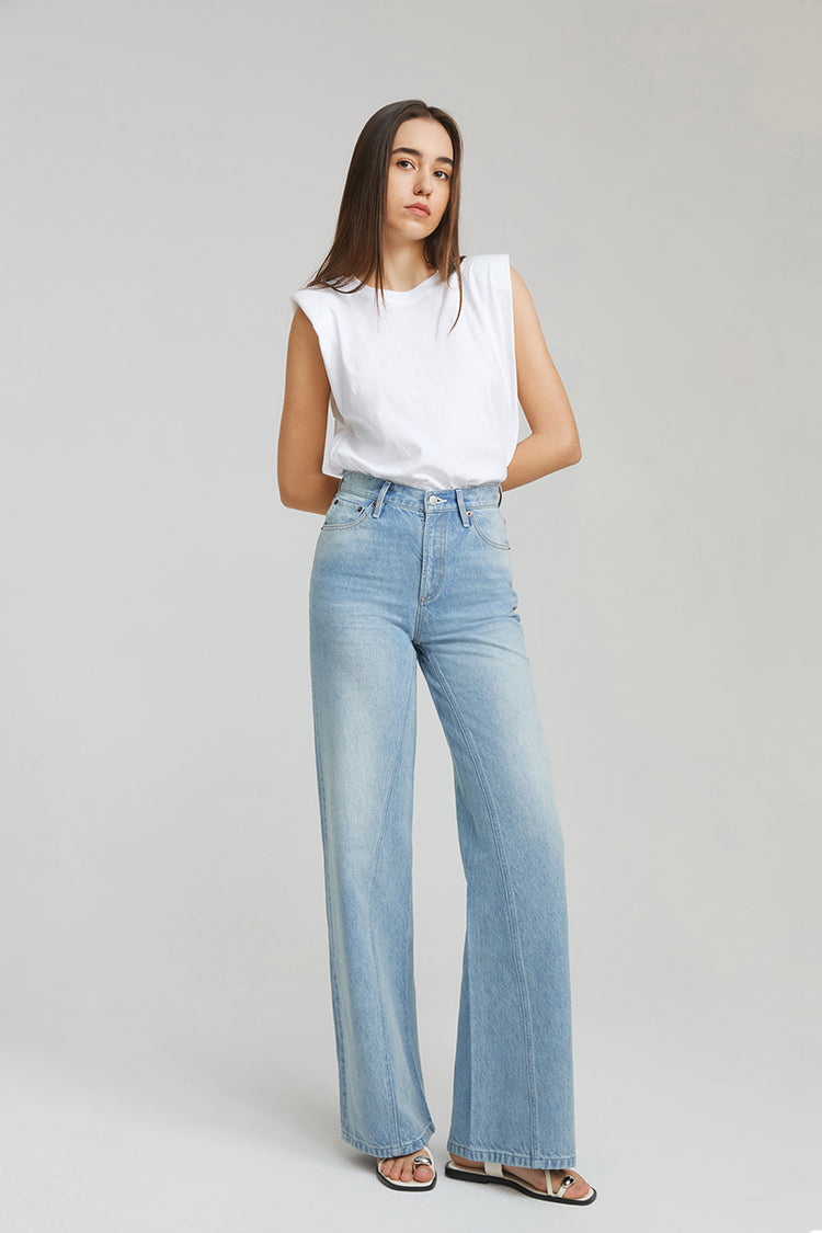 High Rise Baggy Jeans Wide Leg Full Length Angeles