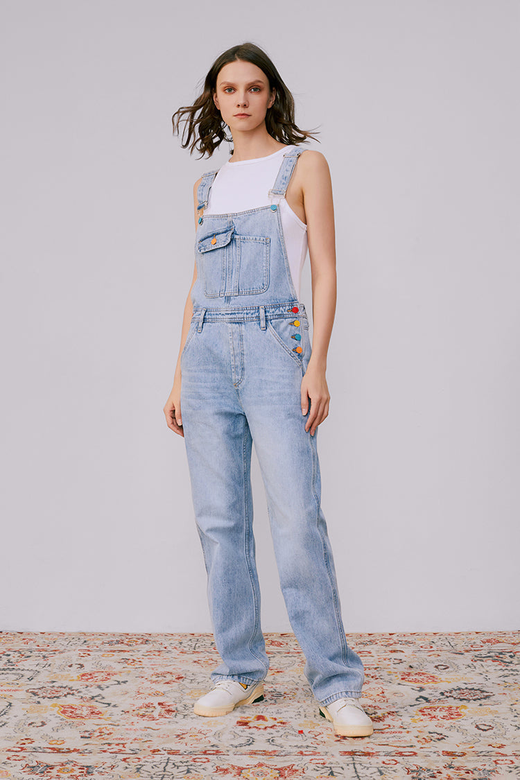 Mid-weight Denim High-rise Overalls Just For Fun HJ101