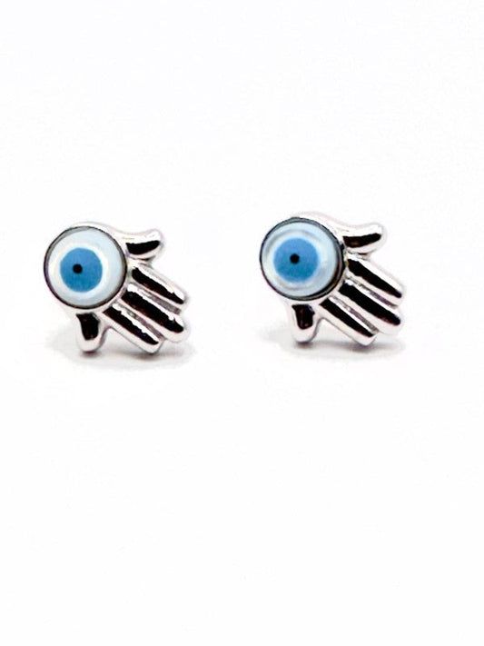 Hamsa Evil Eye Stud Earrings Sterling Silver Jewelry Koch La Ni