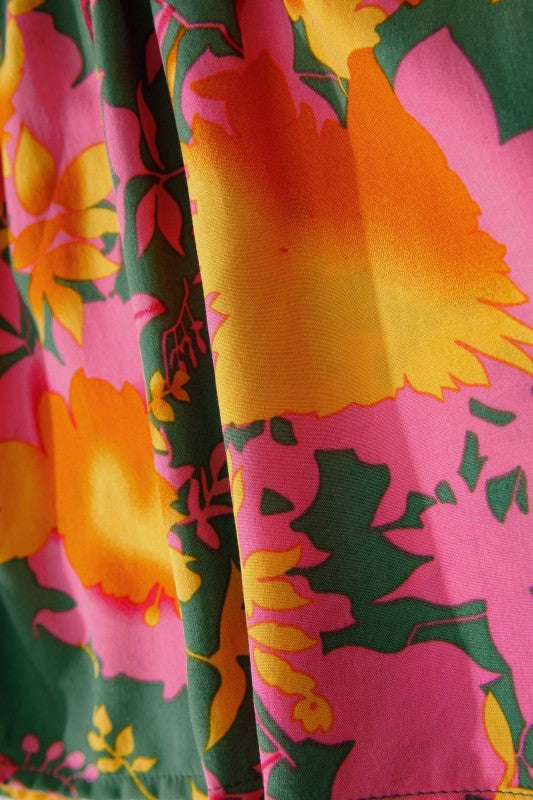 Floral Smocked Long Sleeve Mini Dress with Ruffle Hem