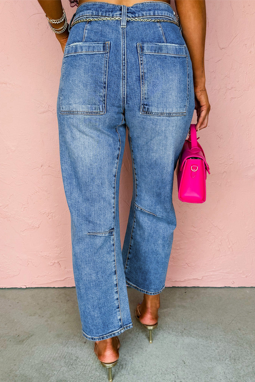 Dusk Blue High Waist Ankle Cropped Jeans