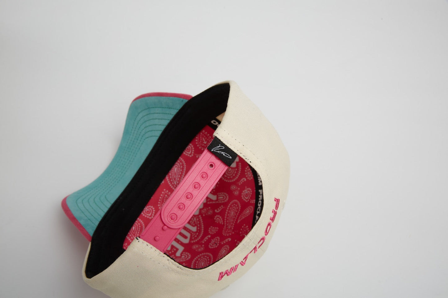 Suede Hot Pink & Teal Snap-Back 5-Panel Cap God’s Work Signature Series