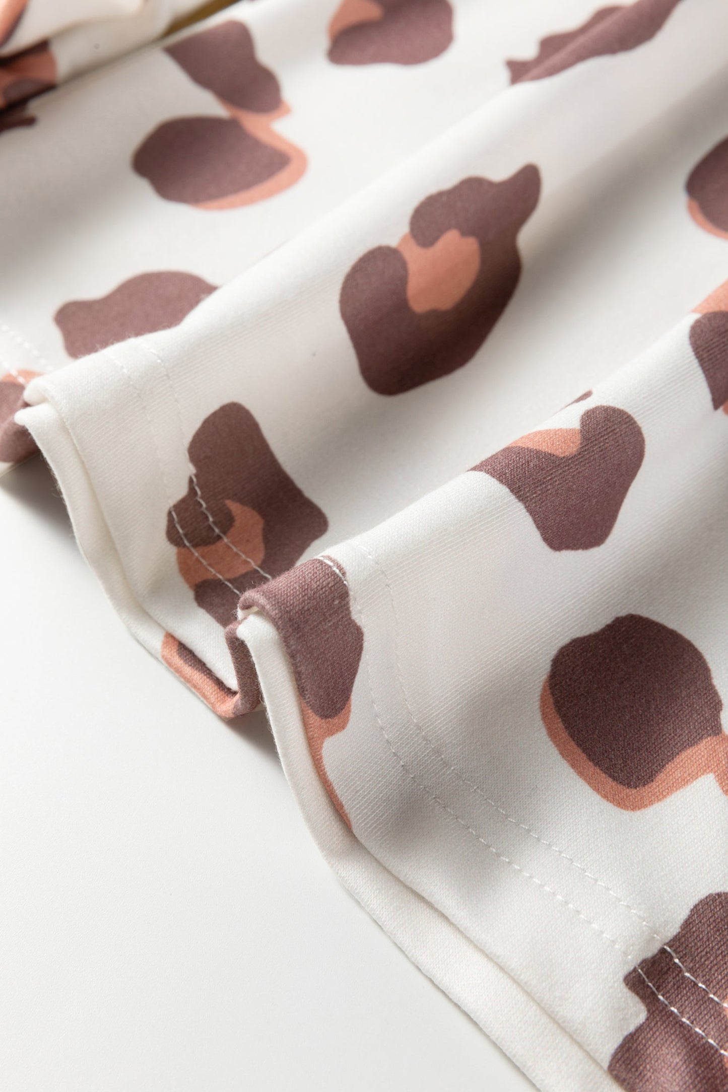 Beige Drawstring Leopard Print Loose Pants with Patch Pocket