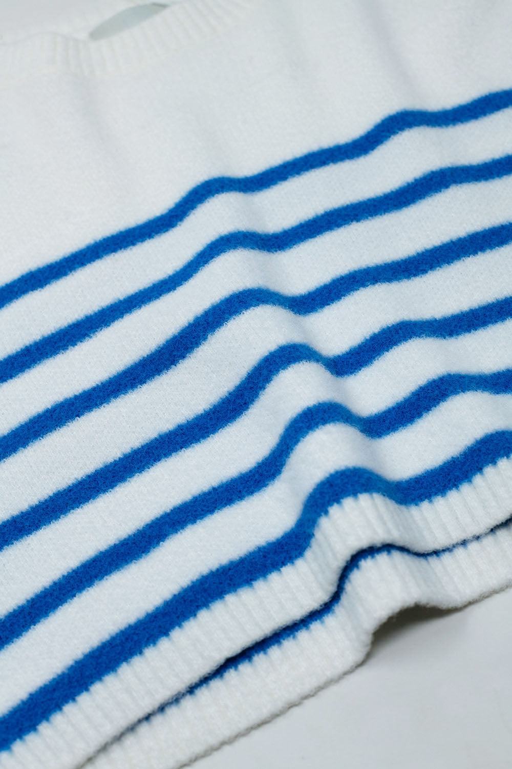 Striped Cropped Boat Neck Sweater Fluffy Knit