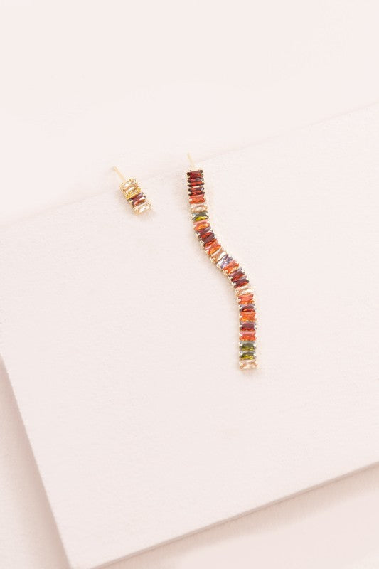 Multi Colored Stone Drop Earrings 5.1 inch Dangle Earrings Candy Stone