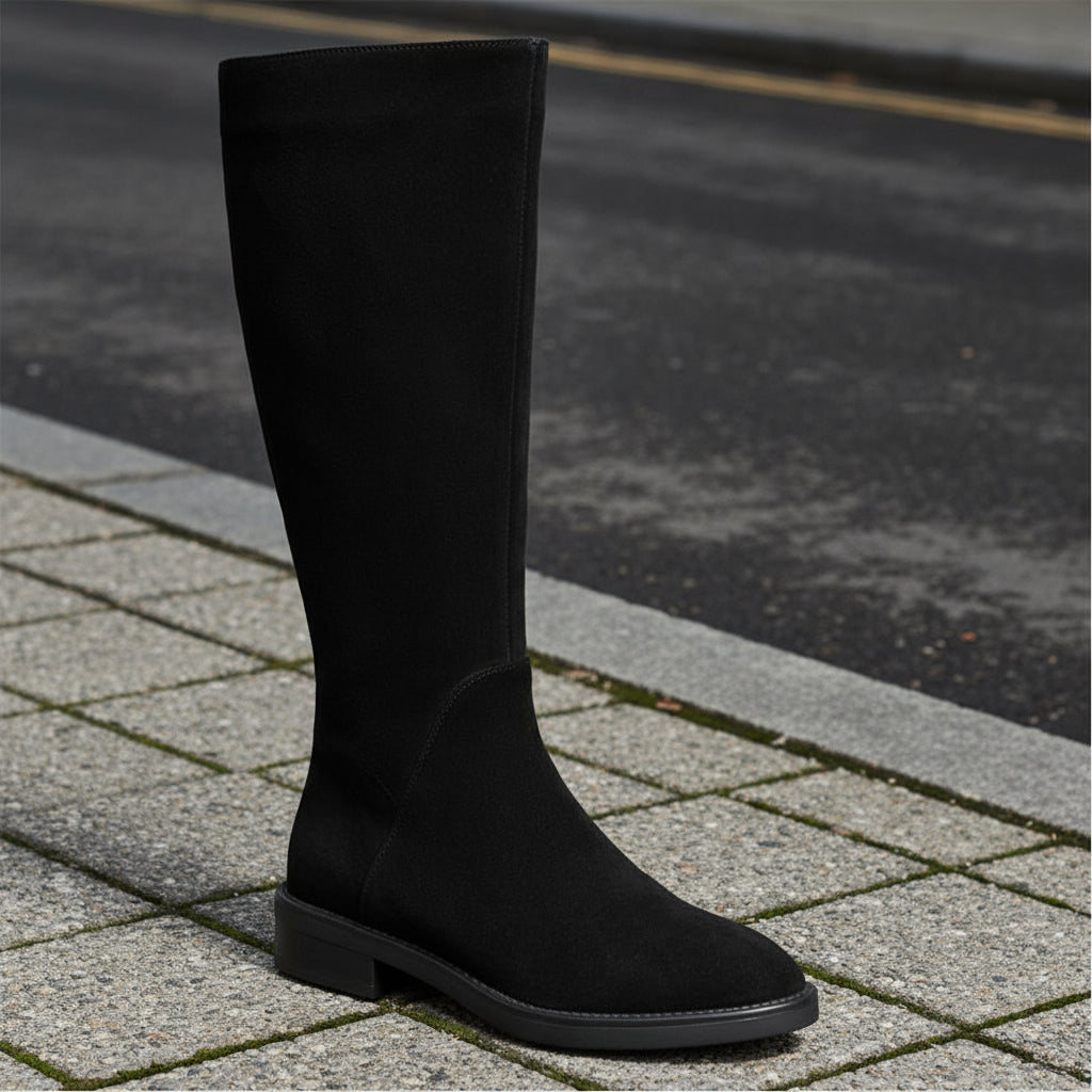 Women’s Long Martin Suede Solid Color Winter Fashion Boots