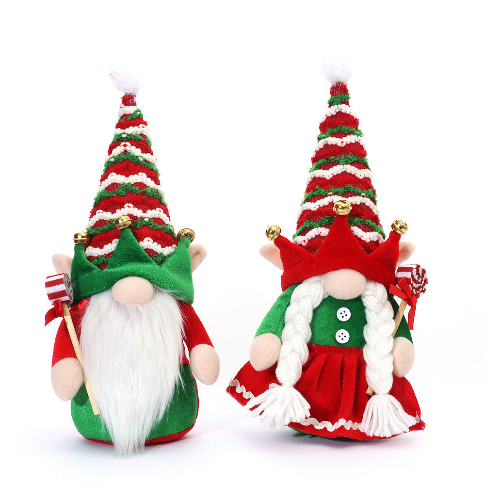 Elf Santa Claus Doll Ornaments Knitted Cloth Couple Decorations