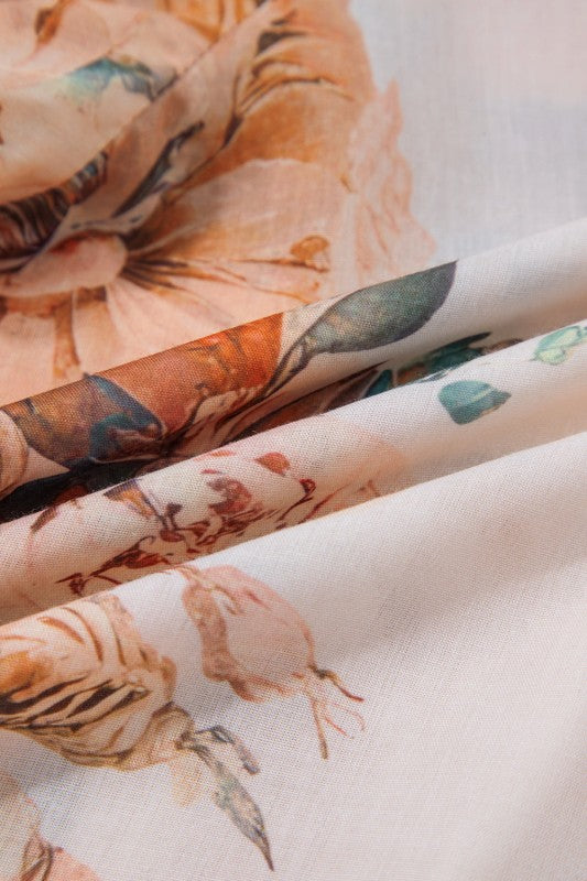 Floral Puff Sleeve Collared Shirt Light and Airy Women's Shirt