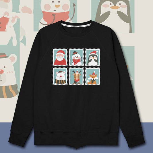 Christmas Theme Hooded Sweater Plus Velvet Men's And Women's Tops