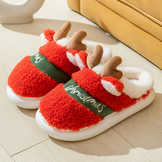 Christmas Elk Soft Cozy Winter Home Bedroom Slipper Slip On Shoes