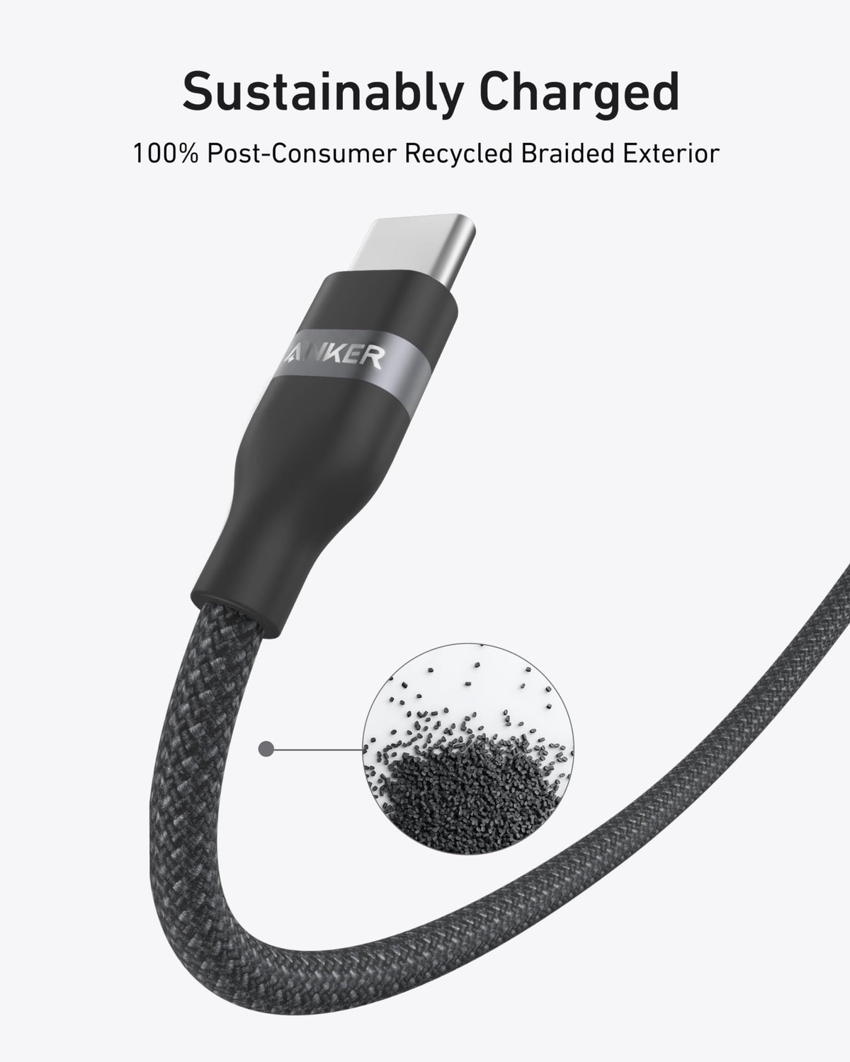 Anker 240W Upcycled-Braided USB-C to USB-C Cable (3 ft / 6 ft)