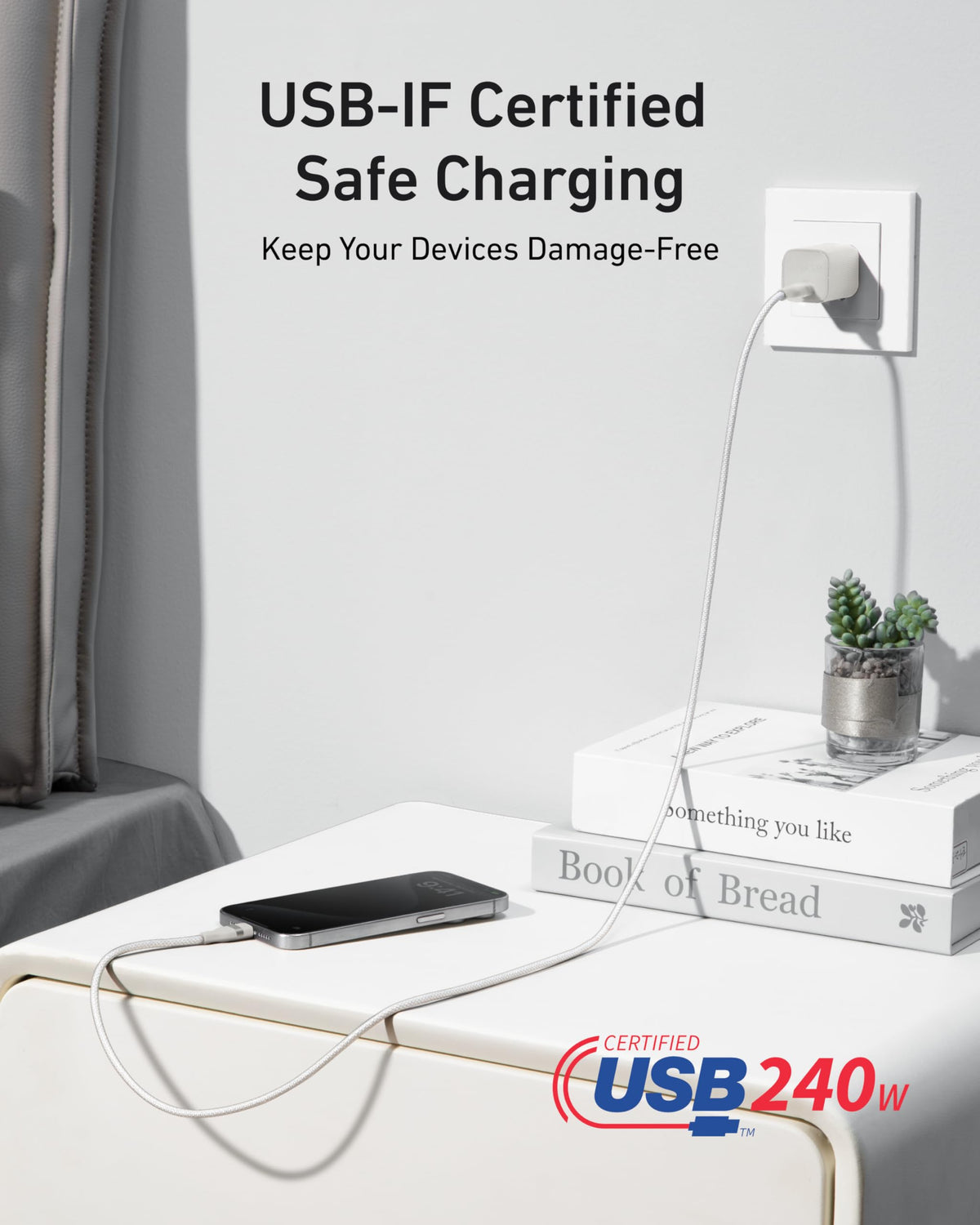 Anker 240W Upcycled-Braided USB-C to USB-C Cable (3 ft / 6 ft)