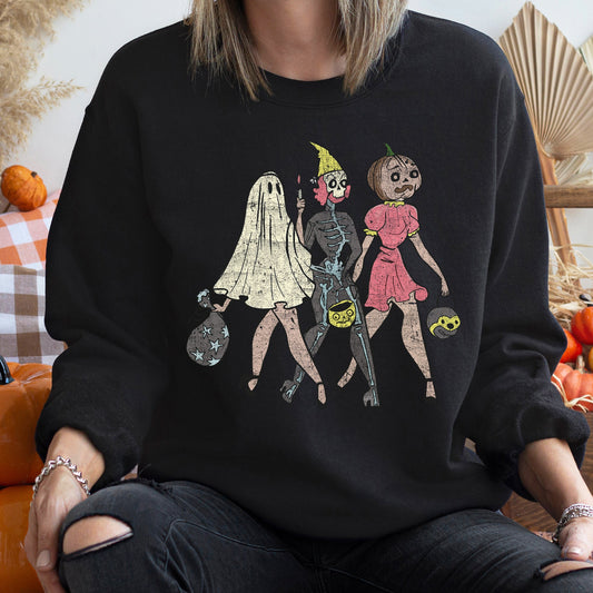 Three Girls Vintage Halloween Sweatshirt
