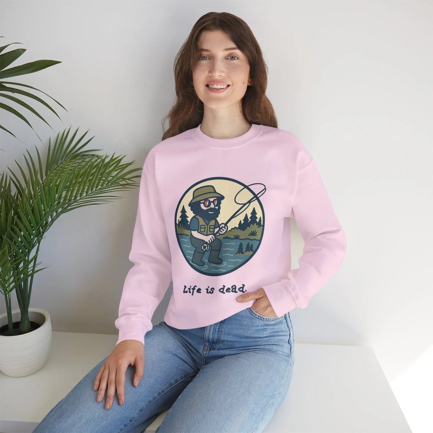 Life is dead Crewneck Sweatshirt Heavy Blend Fly Fishin' Jerry