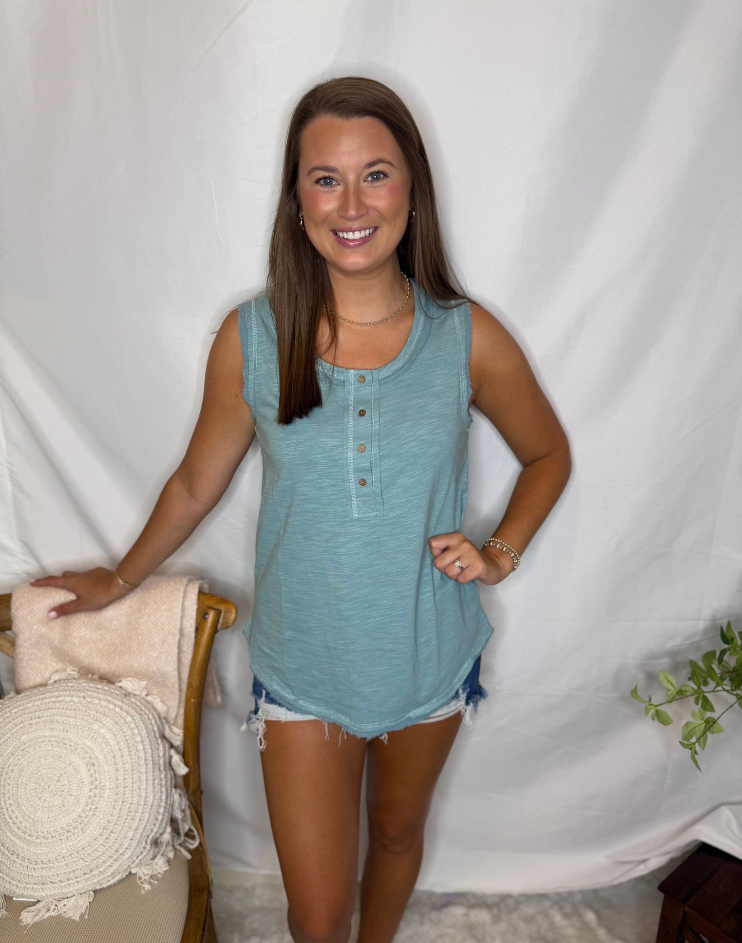 Solid Knit Sleeveless Comfy Top Sage Everyday Tank