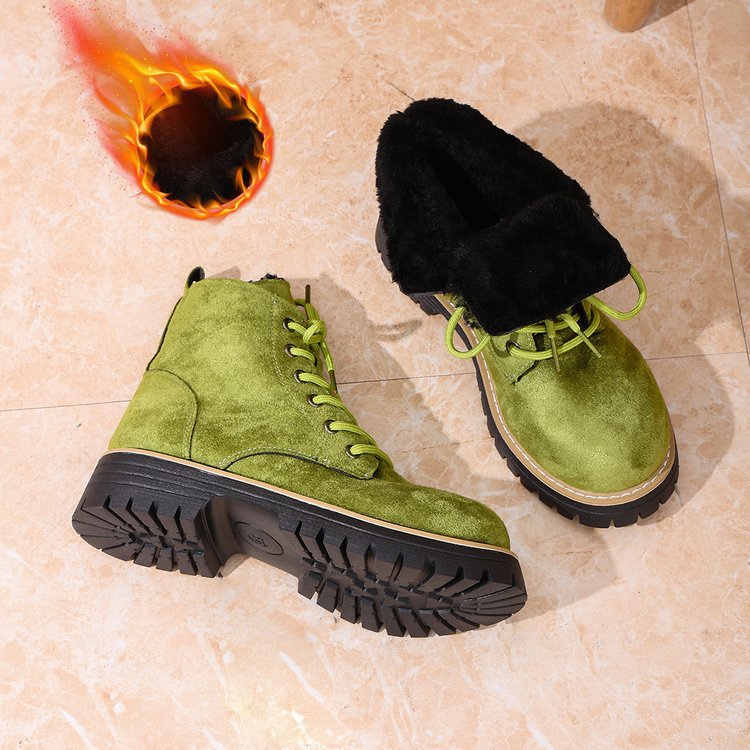 Women’s Lace-Up Suede Fleece-Lined Ankle Boots Cozy Winter Boots