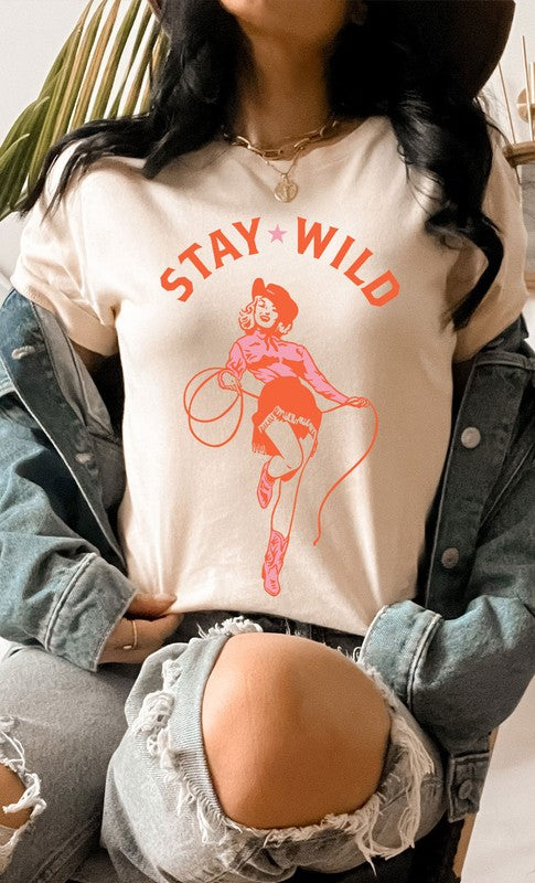 Vintage Stay Wild Cowgirl Graphic Tee PLUS Cotton Blend