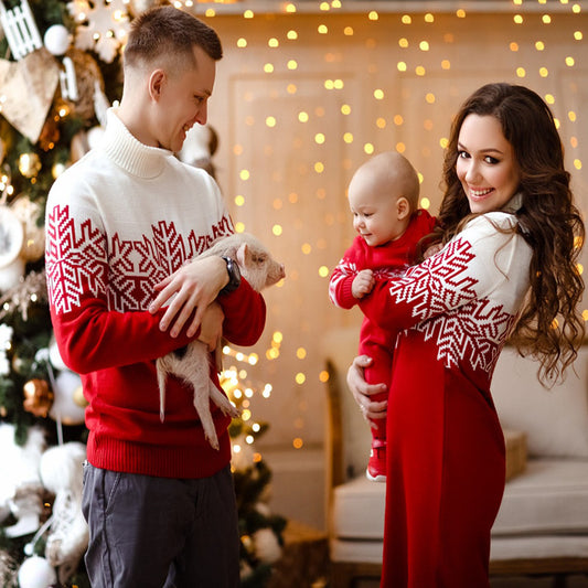 Christmas Parent-child Jacquard Sweater Slim Fit Polyester