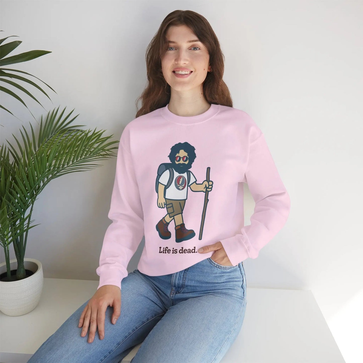 Life is dead. Crewneck Sweatshirt Unisex Heavy Blend Hikin' Jerry