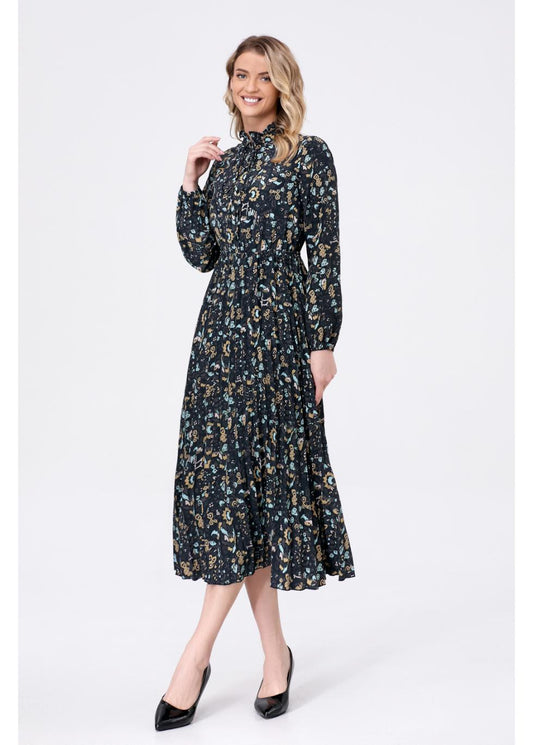 Floral Dark Hues Midi Dress Miss Finch NYC