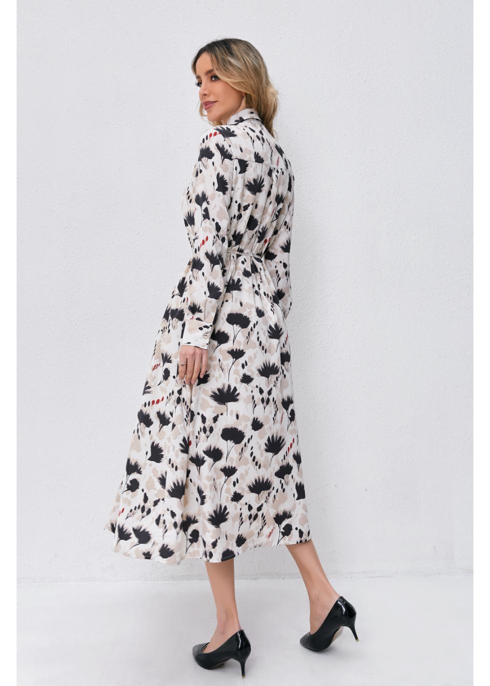 Floral Light Front Tie Modest Midi Dress