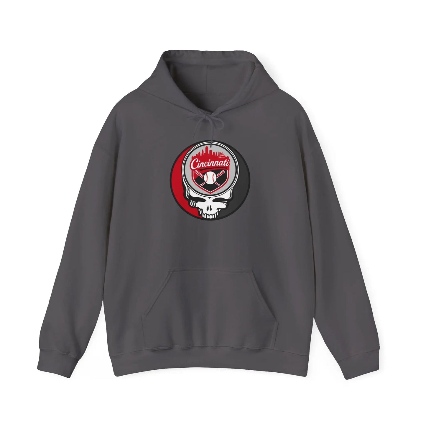 Grateful Dead Unisex Heavy Blend Hoodie Steal Your Face Artwork The Ballpark Collection Cincinnati Baseball Edition