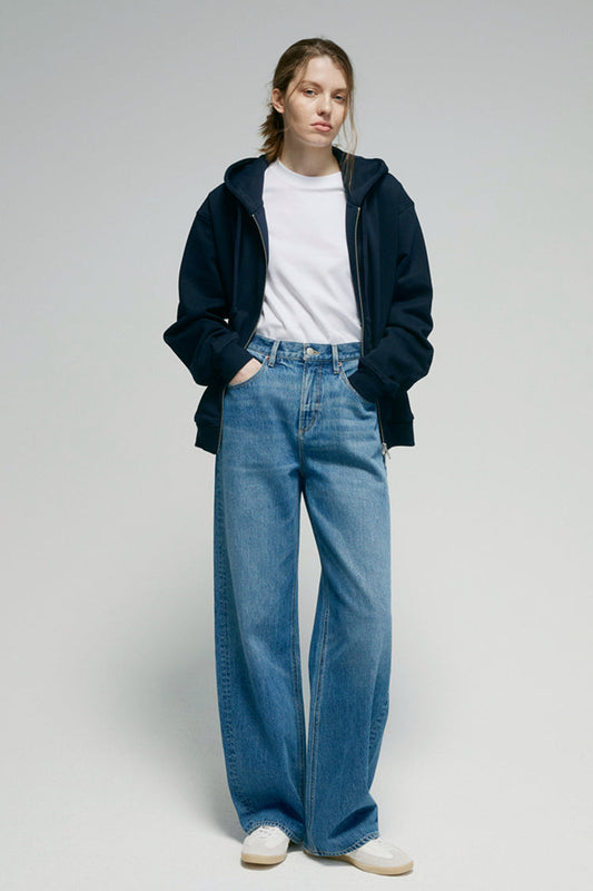 Mid-weight Denim High-rise Relaxed Wide Leg Jeans Arc Jean HJ055