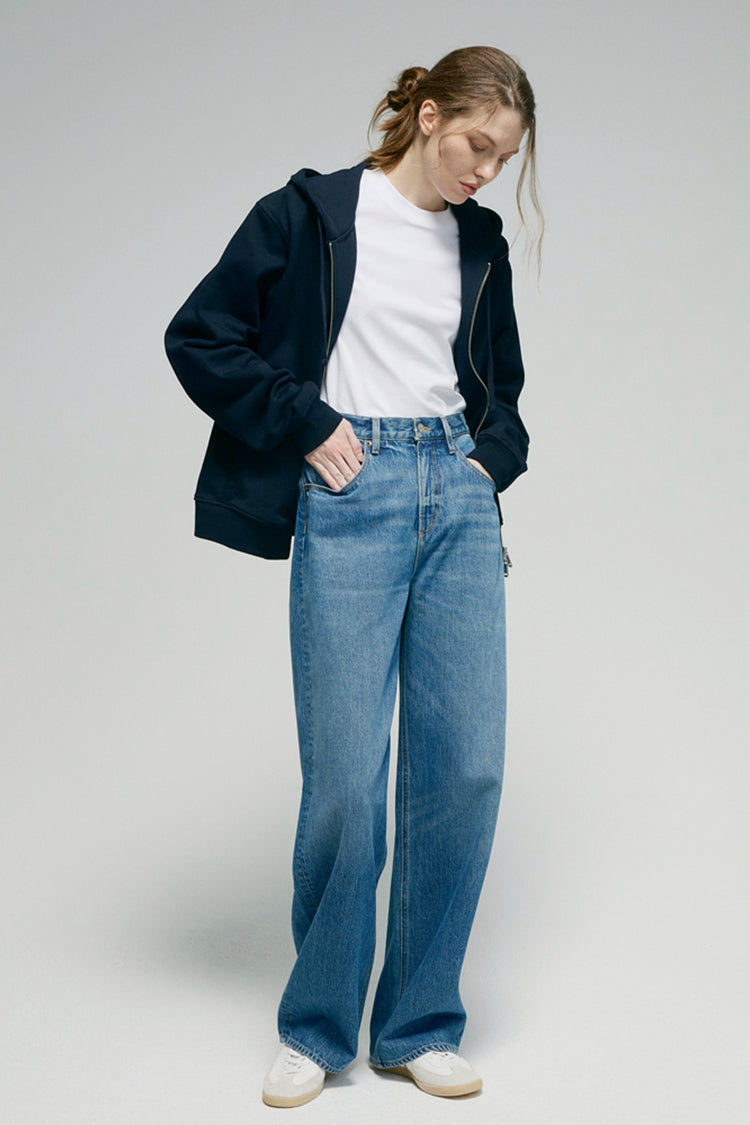 Mid-weight Denim High-rise Relaxed Wide Leg Jeans Arc Jean HJ055
