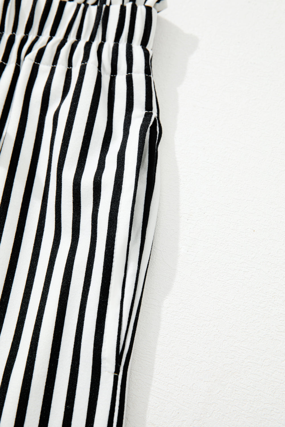 Black Striped Frill Knot Waist Decor Pants