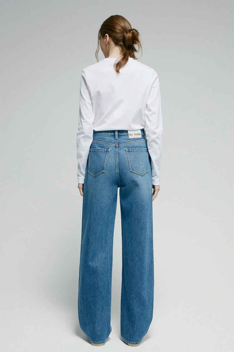 Mid-weight Denim High-rise Relaxed Wide Leg Jeans Arc Jean HJ055