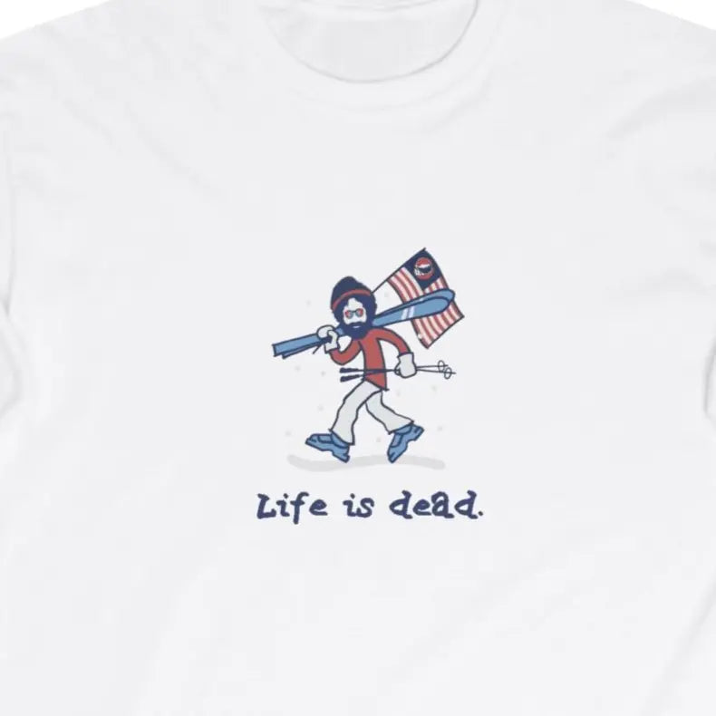 Grateful Dead Ultra-Cotton Long Sleeve Tee Life is dead Skier Jerry