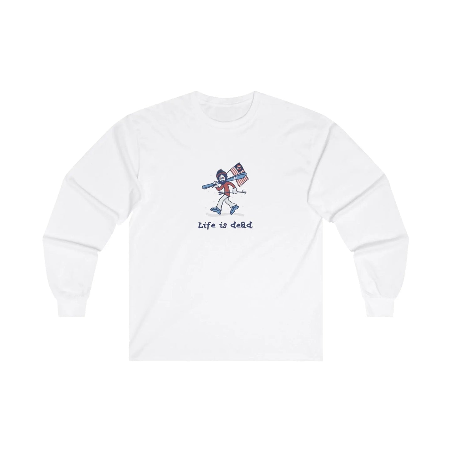 Grateful Dead Ultra-Cotton Long Sleeve Tee Life is dead Skier Jerry