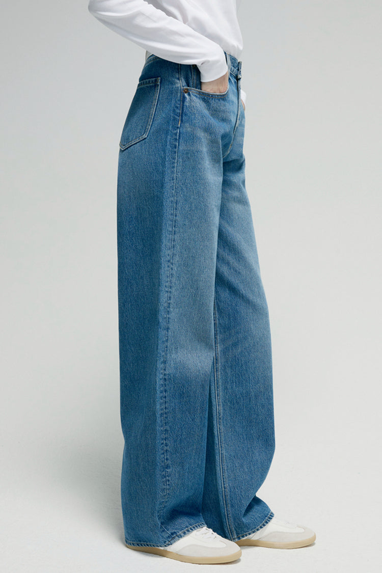 Mid-weight Denim High-rise Relaxed Wide Leg Jeans Arc Jean HJ055
