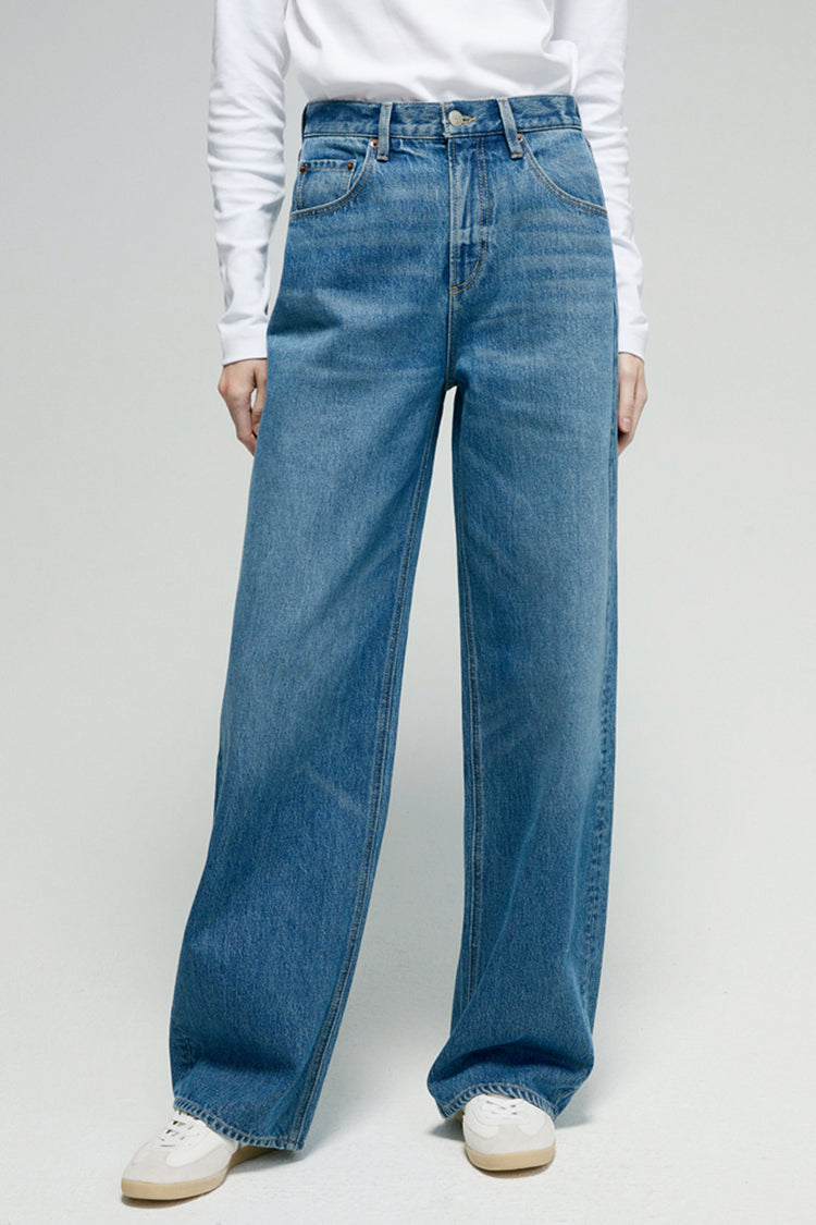 Mid-weight Denim High-rise Relaxed Wide Leg Jeans Arc Jean HJ055