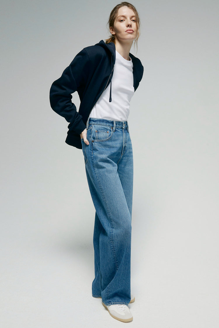Mid-weight Denim High-rise Relaxed Wide Leg Jeans Arc Jean HJ055