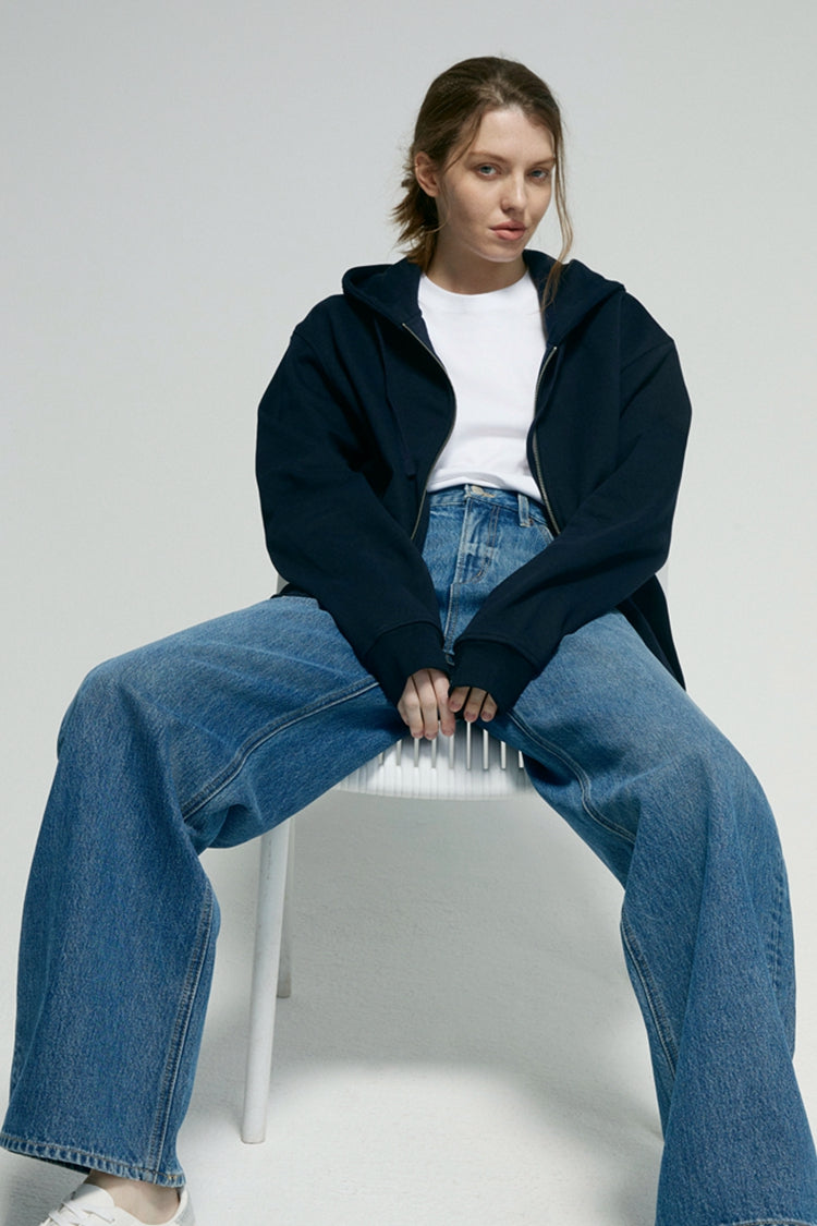 Mid-weight Denim High-rise Relaxed Wide Leg Jeans Arc Jean HJ055