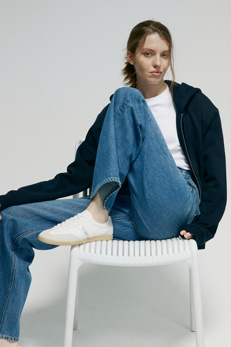 Mid-weight Denim High-rise Relaxed Wide Leg Jeans Arc Jean HJ055
