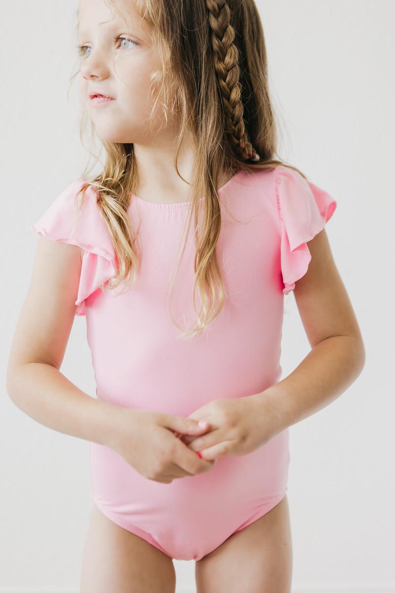 Bubblegum Pink Flutter Sleeve S/S Leotard Mila & Rose