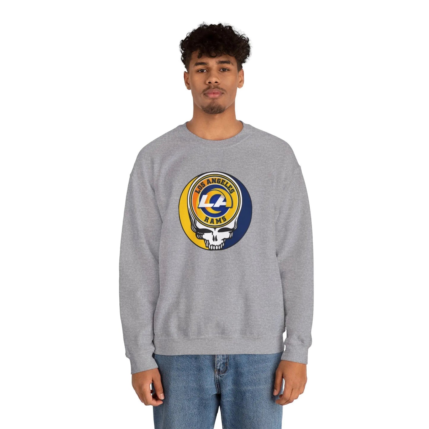 Grateful Dead Stealie Heavy Blend Crewneck Sweatshirt Los Angeles Rams The Gridiron Collection