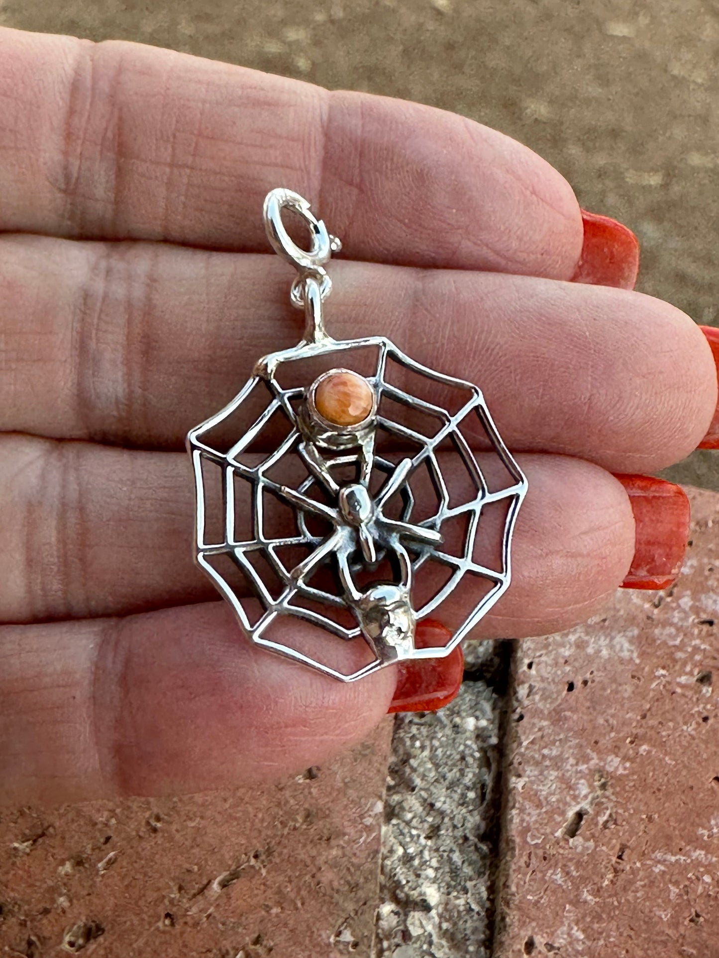 Sterling Silver Spice Spider Web Charm Charm Nizhoni Traders LLC
