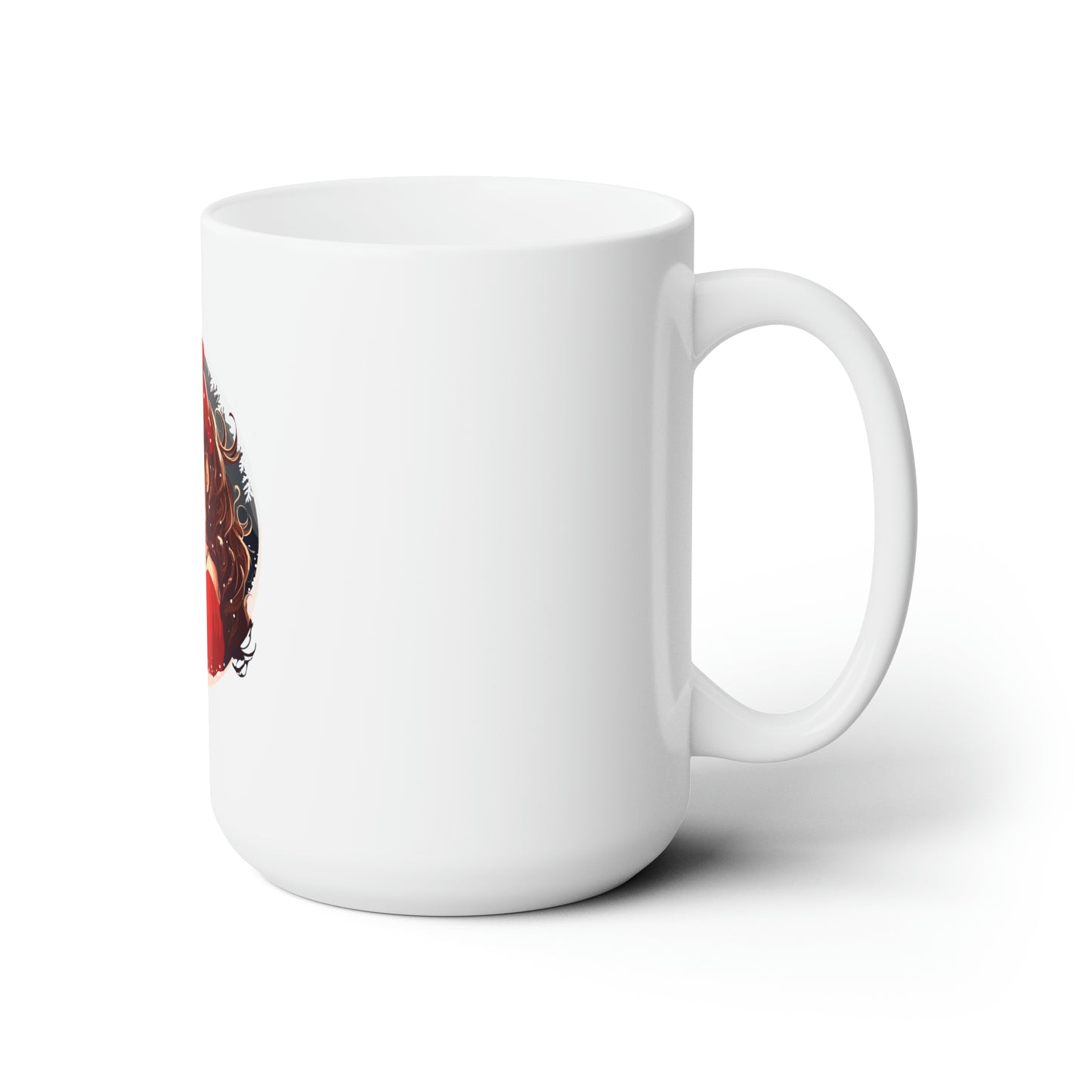 Christmas lighting with young beautiful girl circle design Christmas Ceramic Mug 15oz
