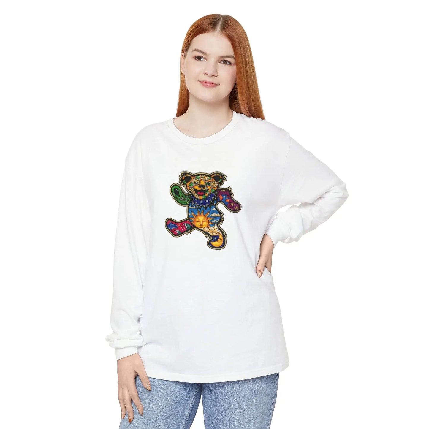 Patchwork Bear Garment-dyed Long Sleeve T-Shirt Vineyard Collection