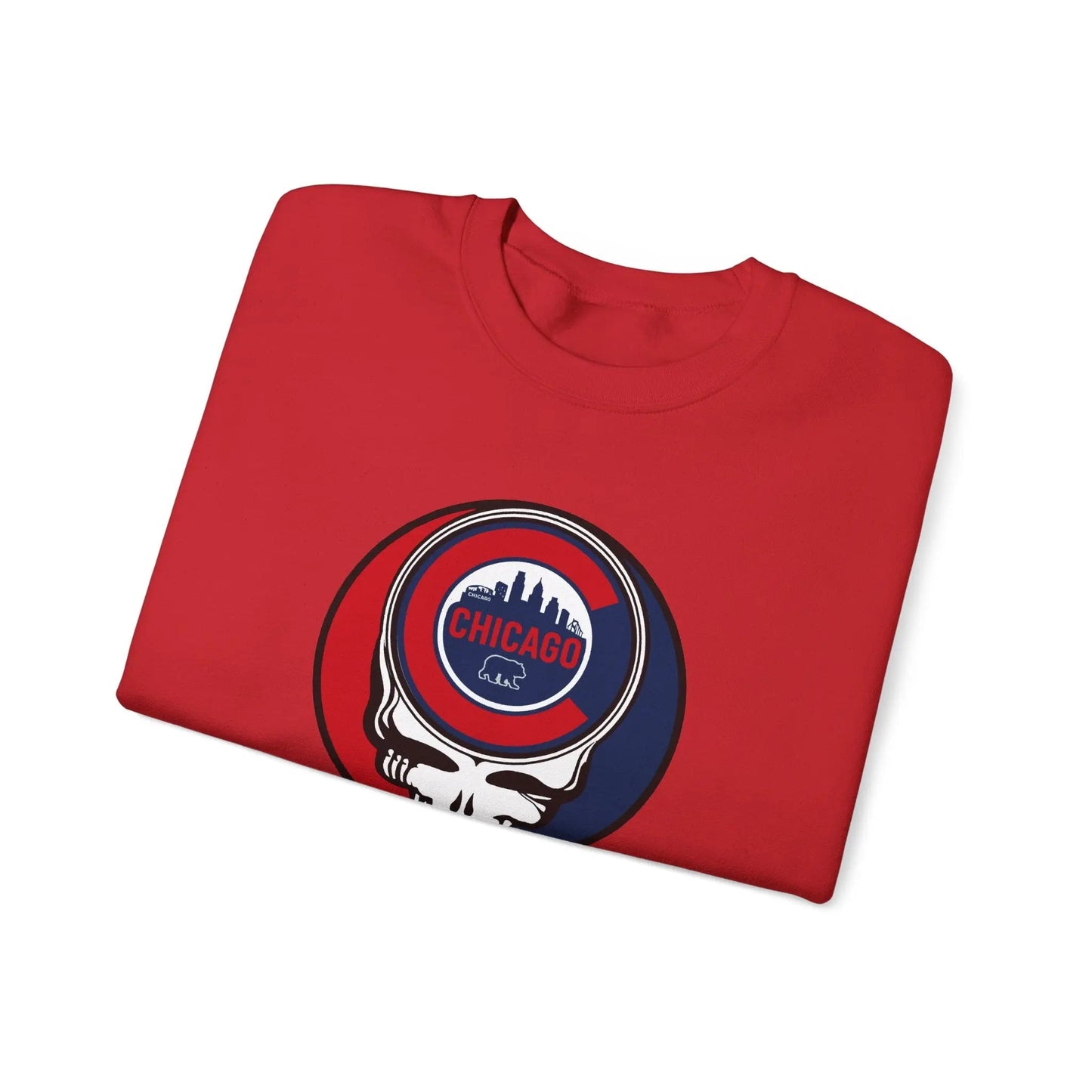 Grateful Dead Stealie Crewneck Sweatshirt Medium-Heavy Blend Chicago Baseball Edition MLB