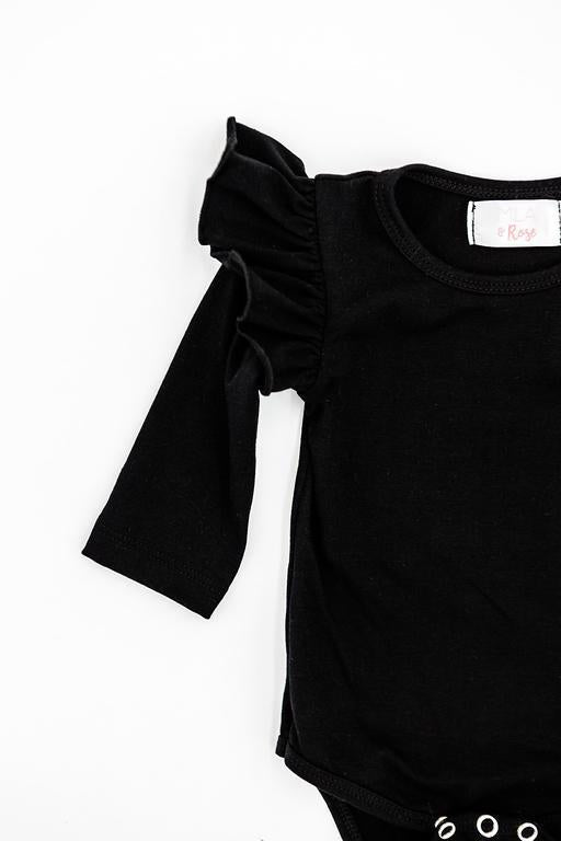 Black Long Sleeve Flutter Bodysuit Baby Mila & Rose