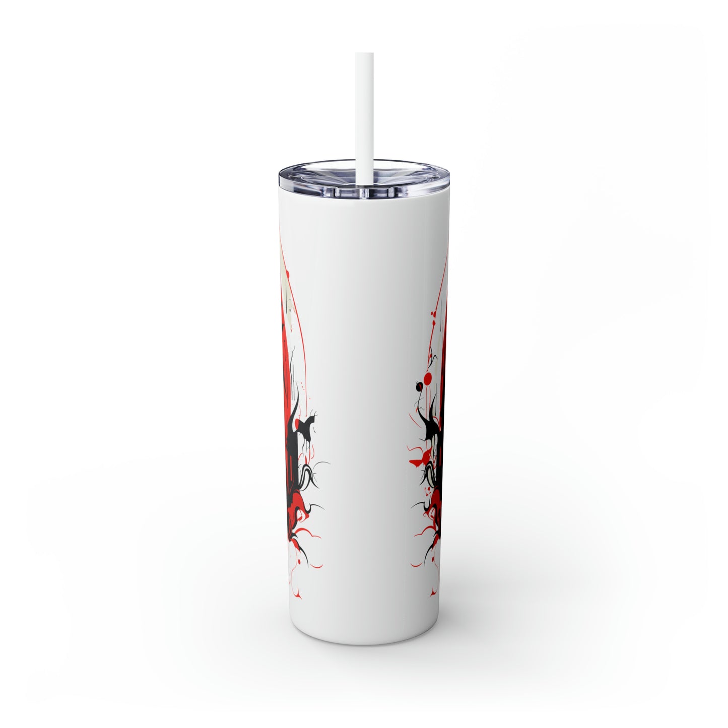 Halloween Skinny Tumbler with Straw 20oz, Spooky Drinkware, Vampire Bat Theme, BPA-Free, Reusable Cup, Halloween Tumbler, Halloween Gift