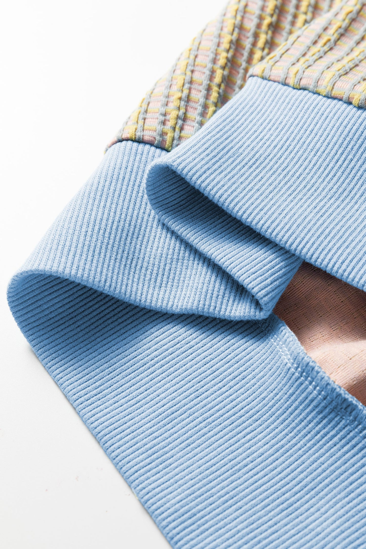 Jacquard Button Front Henley Sweatshirt Medium Elasticity Beau Blue