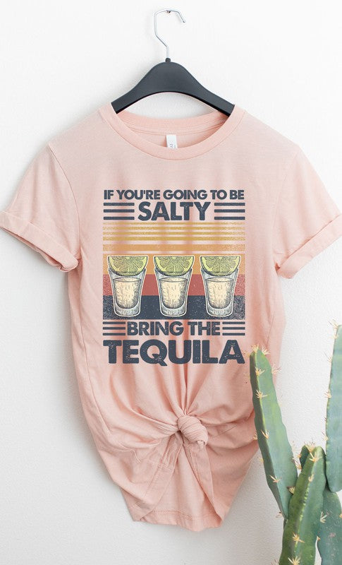 Vintage Salty Tequila Graphic Tee Cotton T-Shirt